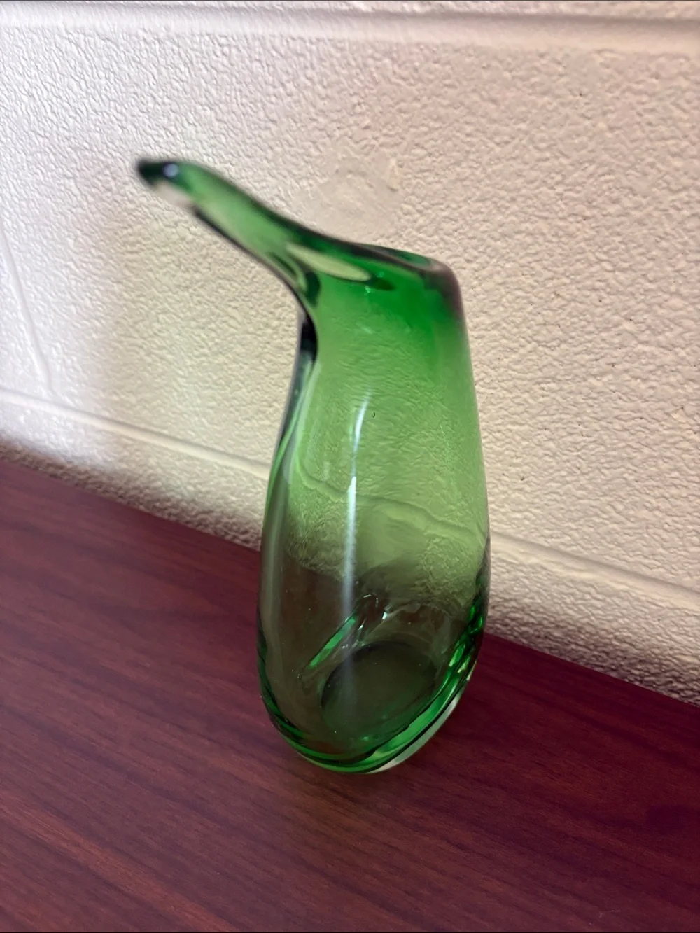 Green Handblown Glass Decorative Vase - Sleek Modern Accent